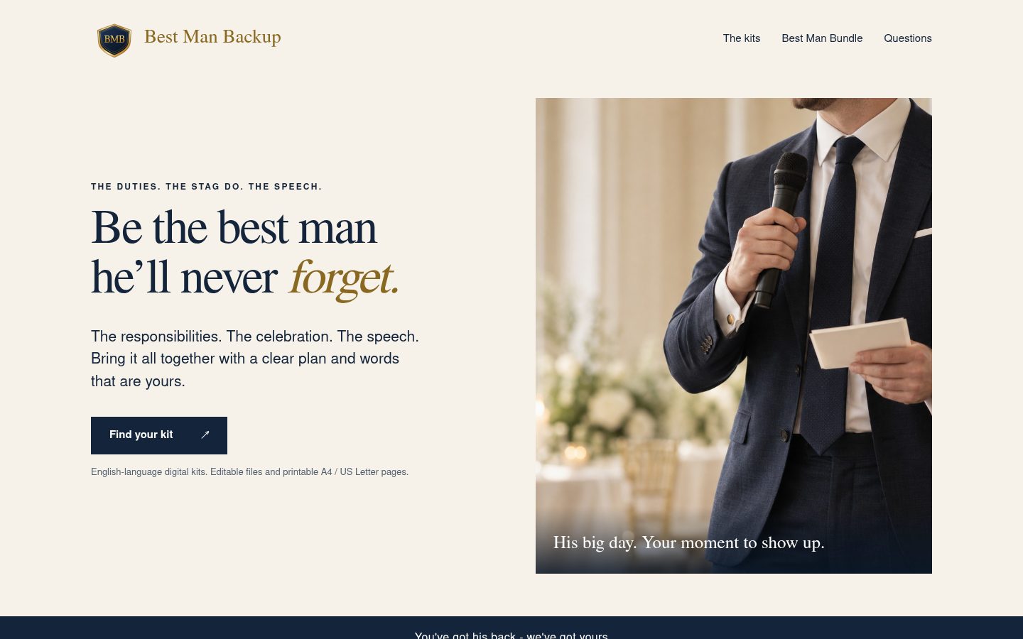 Best Man Backup home page